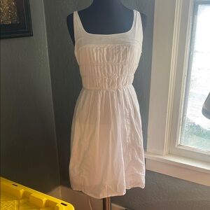 Mossimo Whimsy White Sleeveless Dress Tie Back Dress Size L Rouched front